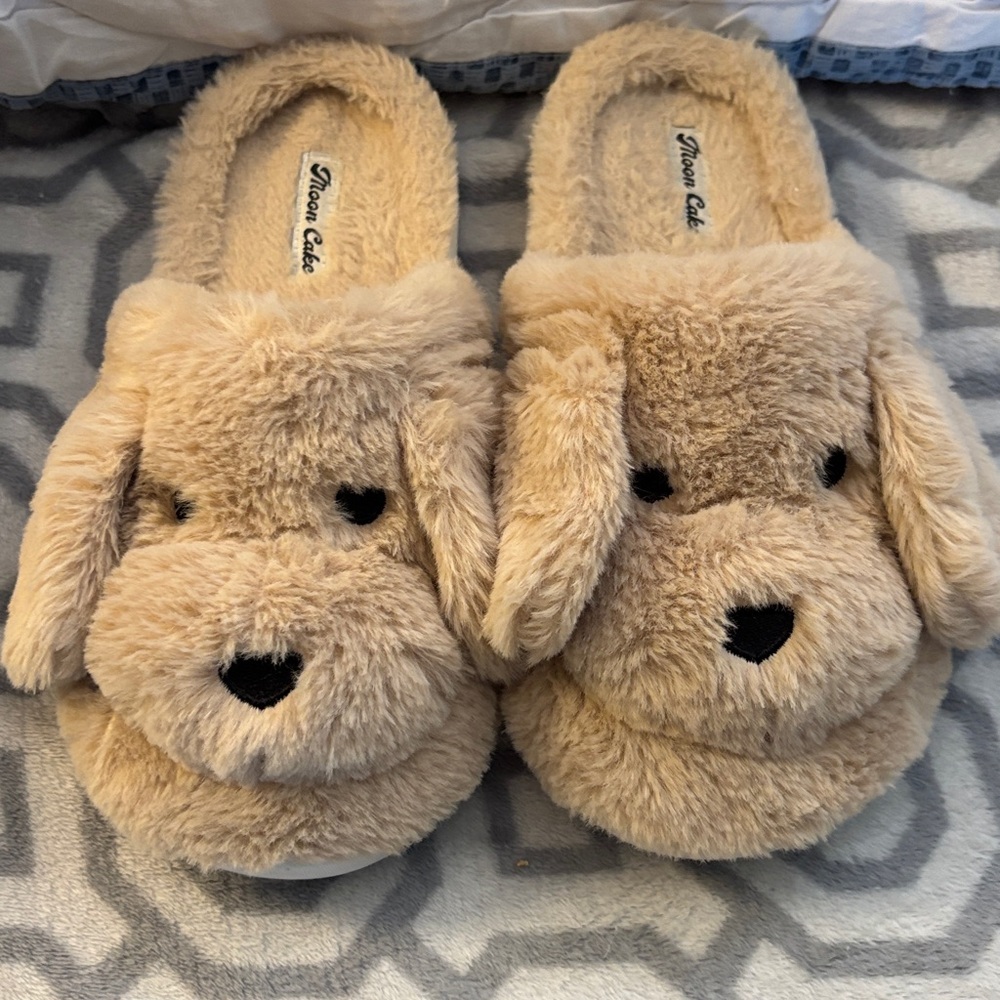 Cozy Blue and Cream Slippers and Puppy Slippers